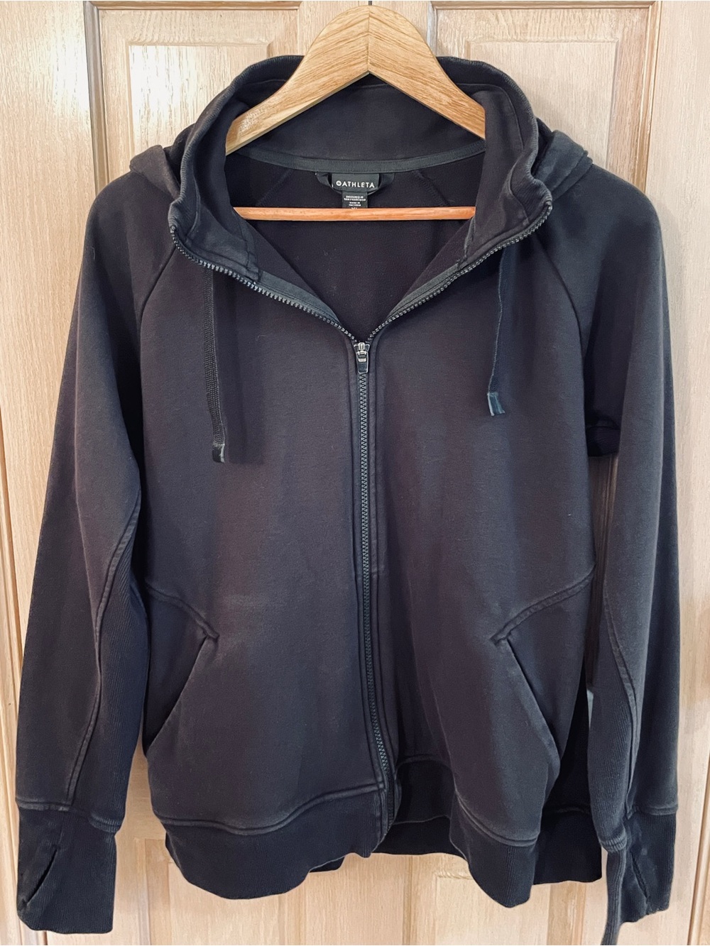 Athleta Black Zip Hoodie with Brushed Interior - Sz XL